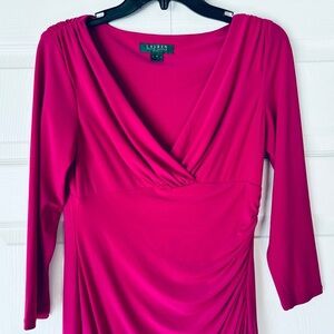 Lauren Ralph Lauren Fuchsia V-Neck Dress